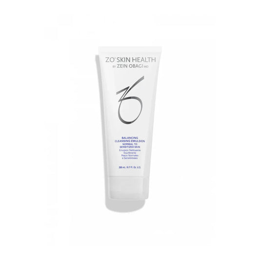 ZO Skin Health Balancing Cleansing Emulsion tube for normal to sensitized skin in white packaging