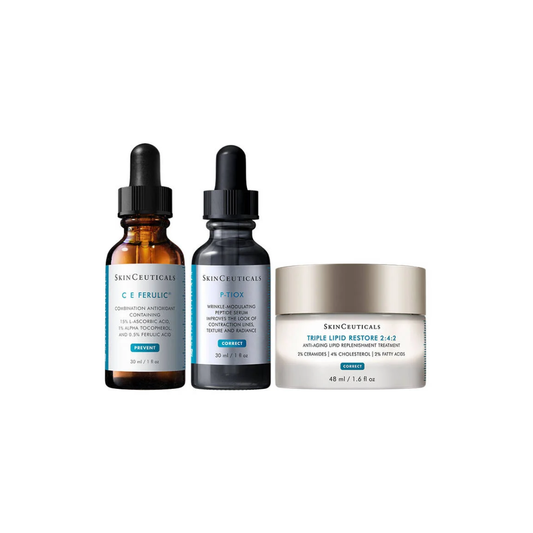 SkinCeuticals C E Ferulic Serum, Triple Lipid Restore 2:4:2 Cream, P-TIOX Peptide Serum Bund