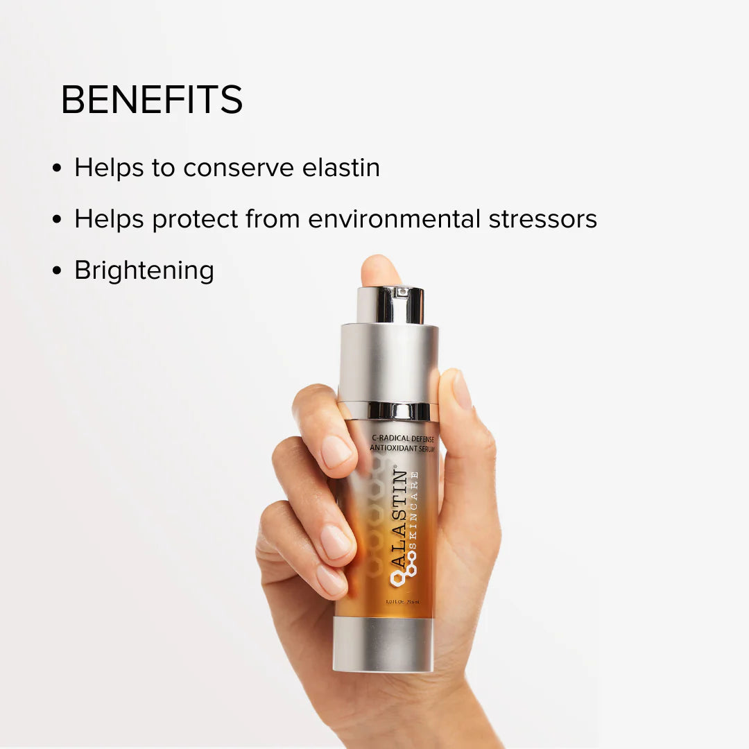 ALASTIN C-Radical Defense Antioxidant Serum 29mL key benefits graphic