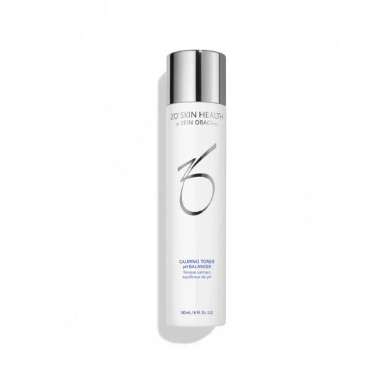 ZO Skin Health Calming Toner pH Balancer bottle with silver cap on white background