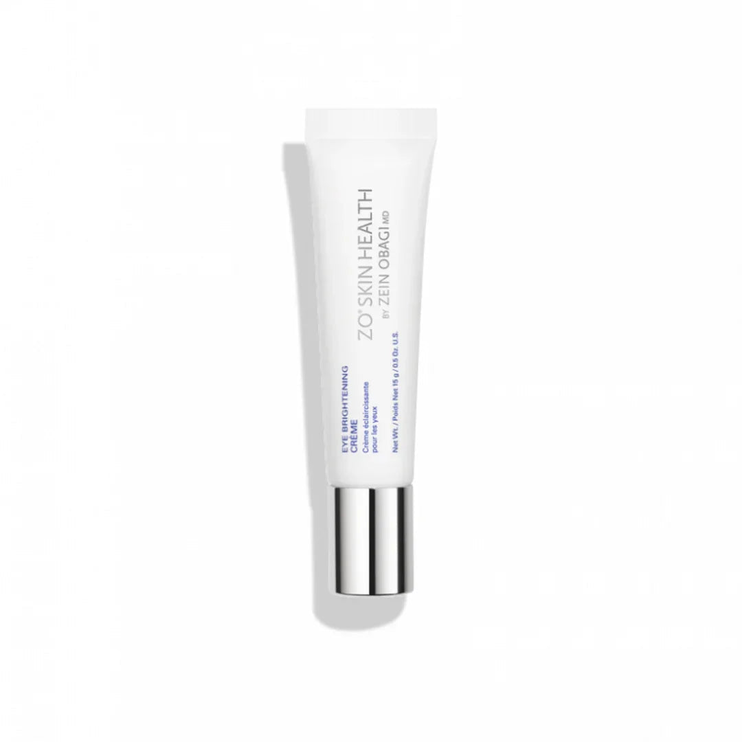 ZO Skin Health Eye Brightening Creme tube with silver cap on white background