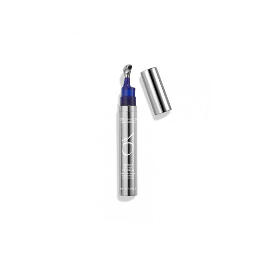 ZO Skin Health Growth Factor Eye Serum bottle with silver cap removed and applicator tip visible