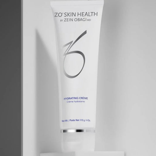 ZO Skin Health Hydrating Crème skincare tube by Zein Obagi MD on white surface
