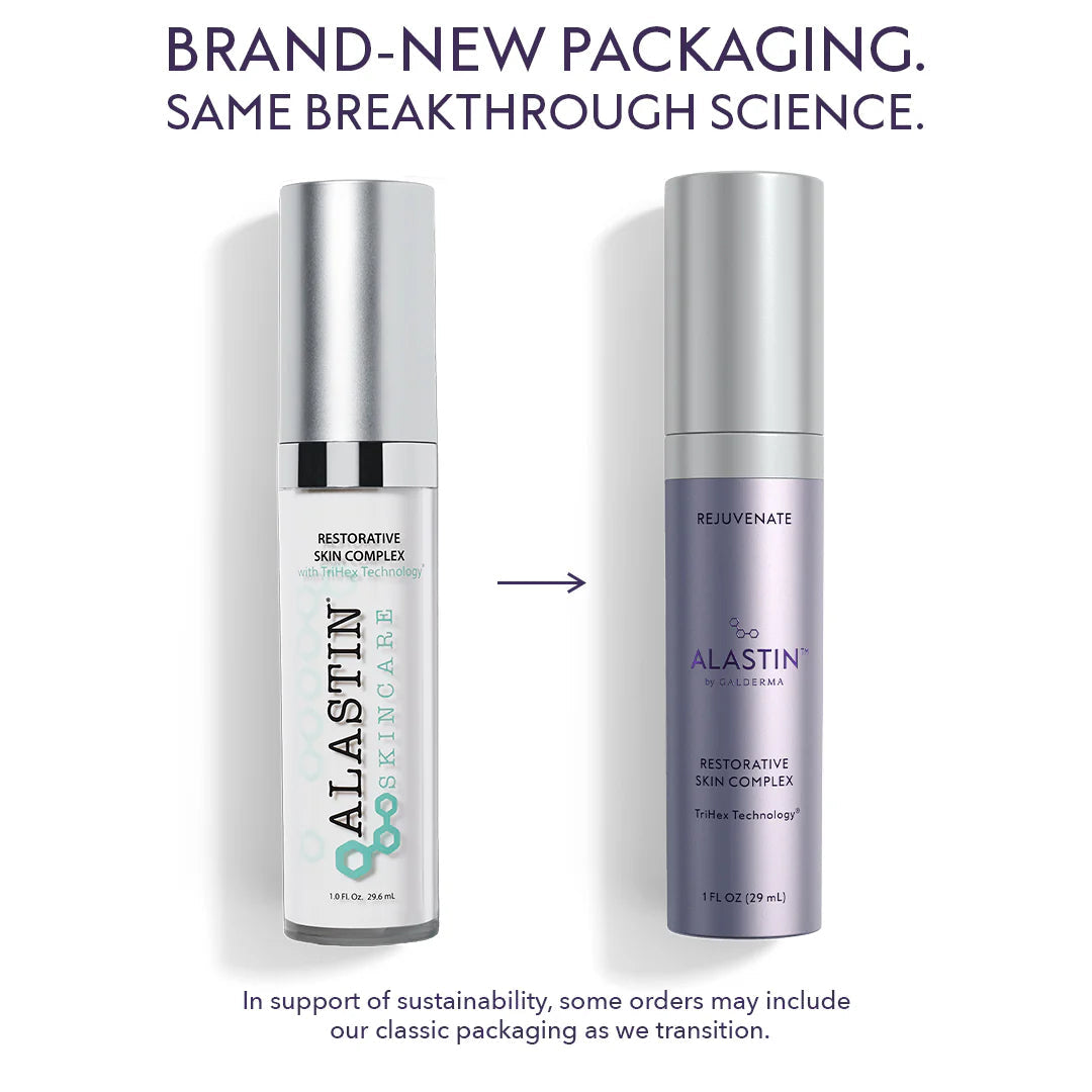 ALASTIN Restorative Skin Complex with TriHex+™ 29mL product benefits graphic