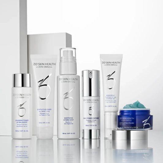 ZO Skin Health Redness Relief Barrier Defense Program Kit with toner, cleanser, hydro mist, power defense, Rozatrol, and exfoliating polish