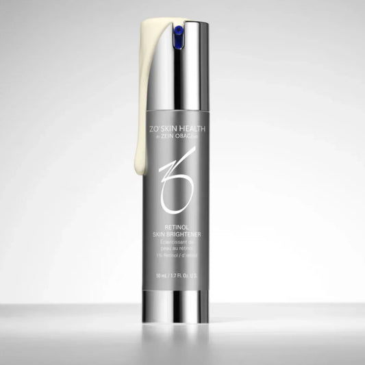 Zo Skin Health Retinol Skin Brightener serum bottle with cream on top, 1% retinol, 50 mL