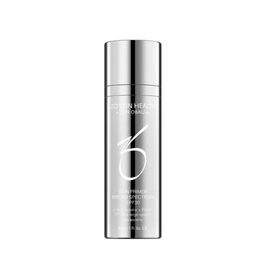 ZO Skin Health Skin Primer Broad Spectrum SPF 30 sunscreen and primer bottle